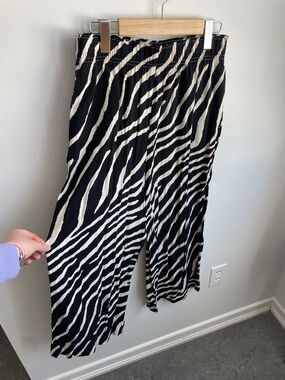 H&M Zebra Stripe Wide Leg Pants - Black & Cream